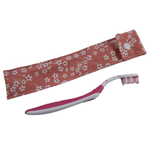 Etui pour brosse à dent fleurie rose