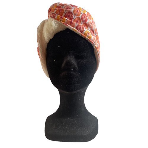 Serviette turban plumes oranges