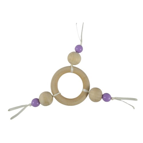 Hochet de dentition mauve et beige inspiration montessori