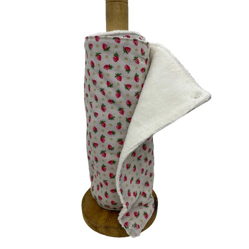 Essuie-tout lavable motif petites fraises