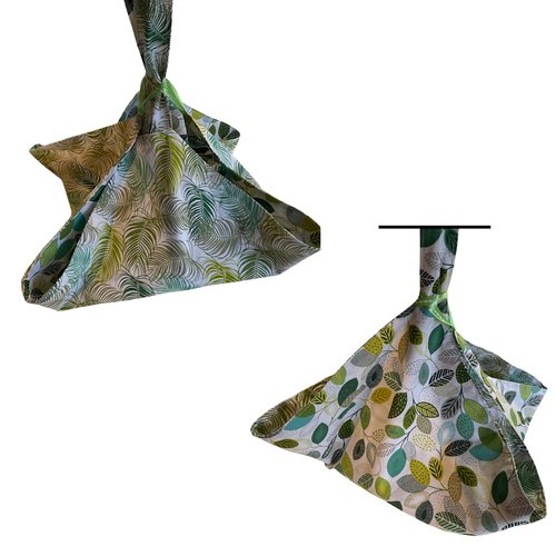 Sac à tarte réversible feuilles vertes et grises