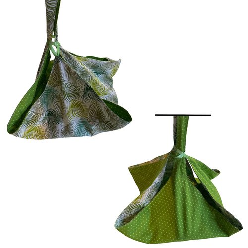 Sac à tarte réversible feuilles vertes et fond vert étoilé