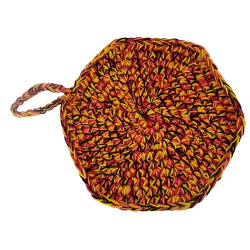 Dessous de plat rouge, jaune et orange au crochet