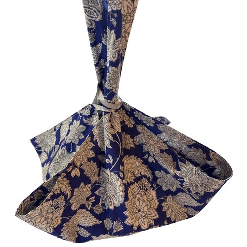 Sac à tartes bleu motif floral