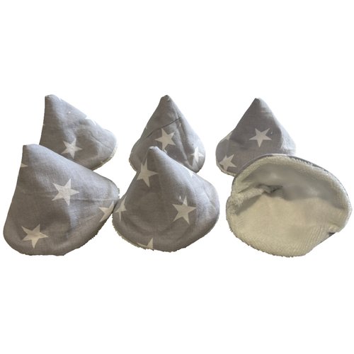 Lot de 6 tipis pare pipi gris et étoiles blanches