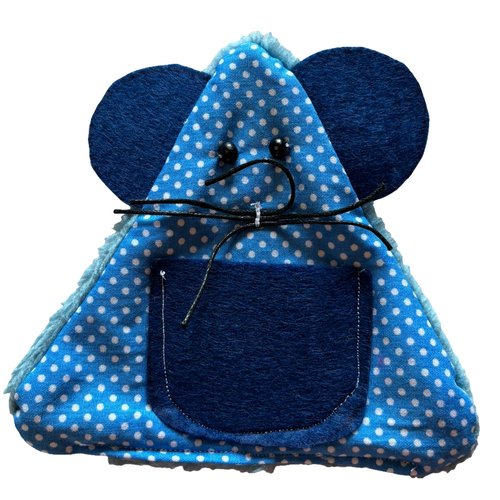 Pochette dent petite souris bleue à pois