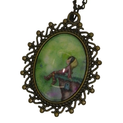 Collier / sautoir bronze et cabochon enfant