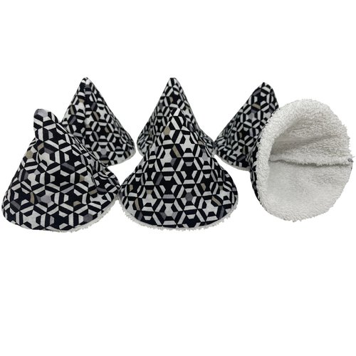 Lot de 6 tipis pare pipi motif géométrique noir