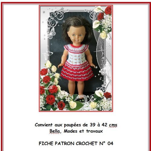 Fiche patron pdf n° mt5: vêtements crochet compatible poupée 39/42cms modes et travaux, petit collin, bella