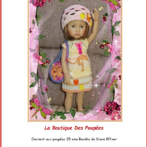 Fiche patron pdf n bk03 vêtements tricot/crochet compatible poupée boneka dianna effner25 cms