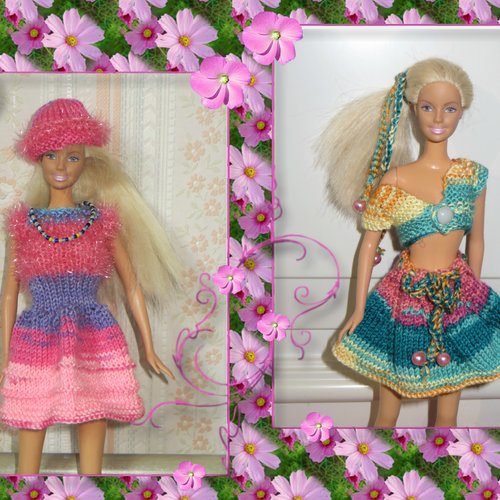 Fiche patron pdf n° bb2 : création de 2 vêtements tricot poupée barbie