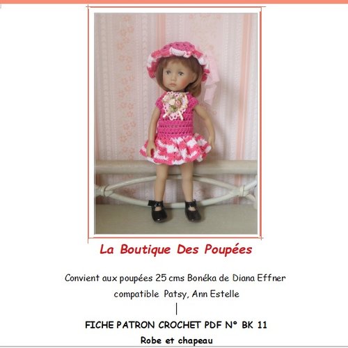Fiche patron pdf n bk11 tuto vêtements crochet poupée boneka dianna effner25 cms