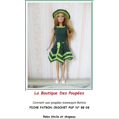 Fiche patron pdf n° bb8 : tuto pour création d'une tenue au crochet pour poupée barbie