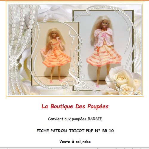Fiche patron pdf n° bb10 : création de 1 tenue tricot poupée barbie