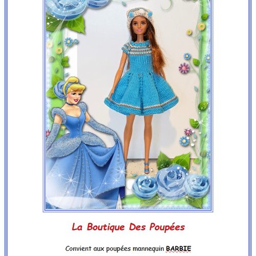 Fiche patron pdf tuto n° bb14 : création de 1 tenue tricot  poupée barbie