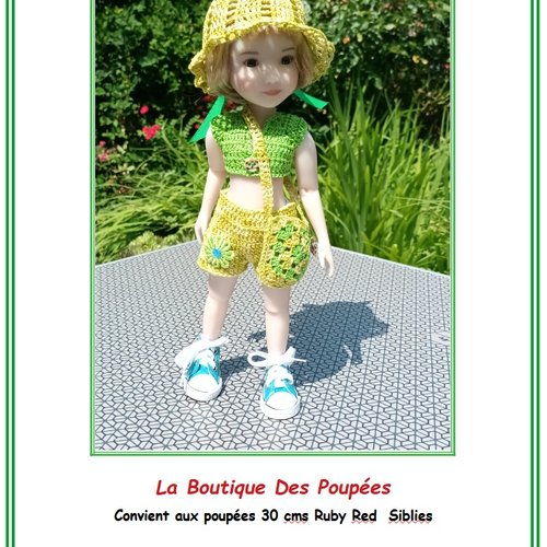 Fiche patron crochet  n°rrs07: tuto vêtement pour poupée 30cms ruby red siblies