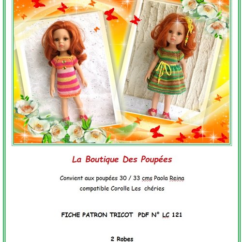 Fiche patron tuto n° lc121 tuto vêtements à confectionner au tricot  poupée paola reina