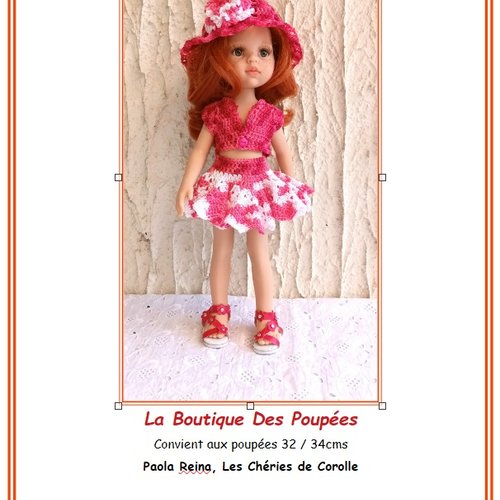 Fiche patron tuto n° lc120 tuto vêtements à confectionner au crochet  poupée paola reina