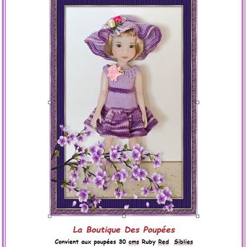 Fiche patron tricot  n°rrs10: tuto vêtement pour poupée 30cms ruby red siblies