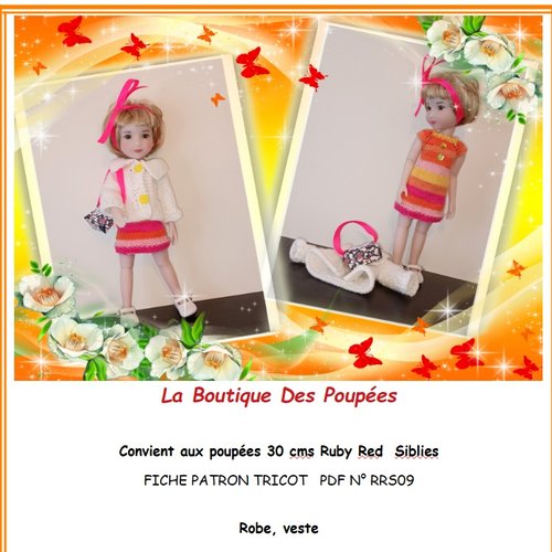 Fiche patron tricot n°rrs9: tuto vêtement pour poupée 30cms ruby red siblies