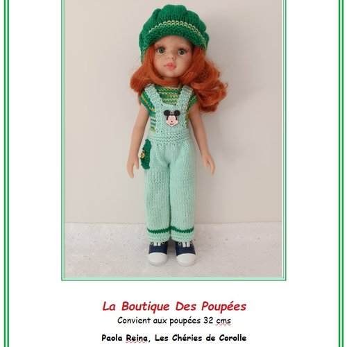 Fiche patron tuto n° lc129 tuto vêtements à confectionner au tricot  et crochet  poupée paola reina