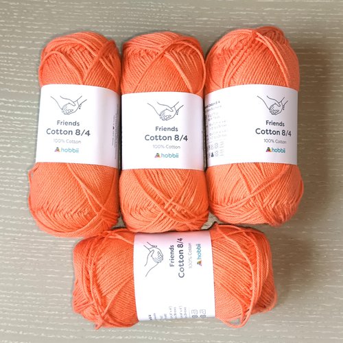 Lot de 4 pelotes de coton à crocheter ou tricoter