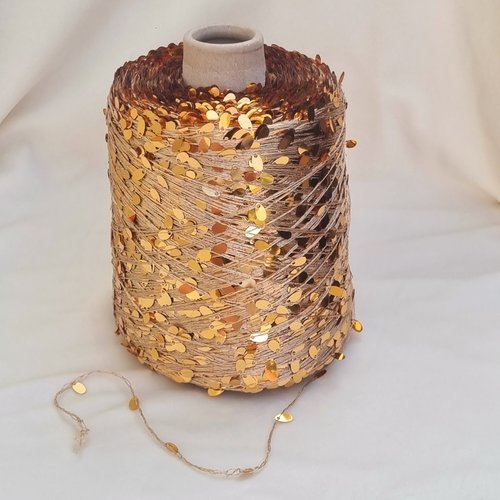 Fil à paillettes luxueux – 100% viscose + sequins dorés