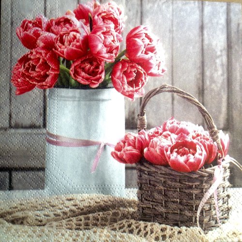 Serviette en papier - bouquet de roses