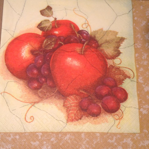 Serviette en papier - plateau pommes et raisins