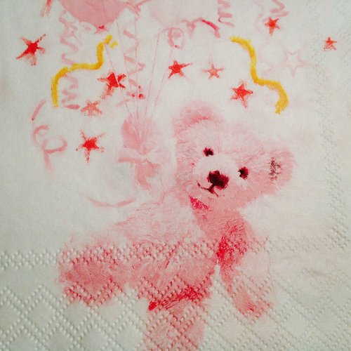 Serviette en papier - teddy rose et ses ballons