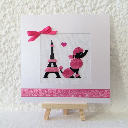 Carte Brodee Point De Croix Caniche Chic A Paris Fete Des Meres Anniversaire Toutes Occasions Un Grand Marche