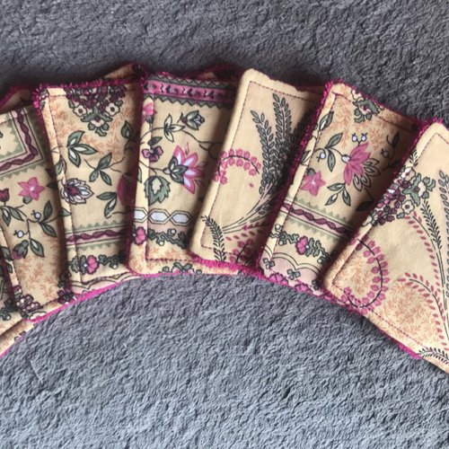 Lingettes lavables écologiques en coton et tissu éponge rose et beige