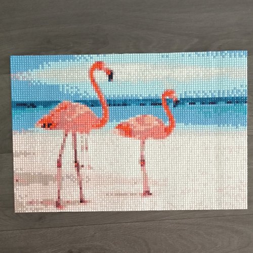 Tableau de diamond painting ou broderie diamant flamant rose
