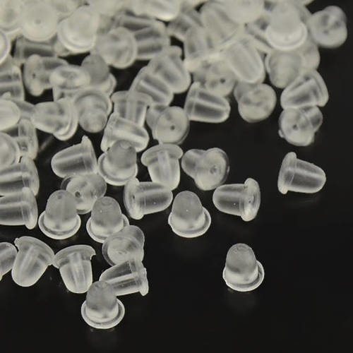 50 poussoirs embouts silicone pour boucles d'oreilles 