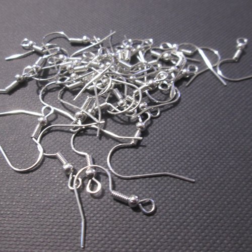 Crochets boucles d'oreilles - rhodium - 18 mm - fer