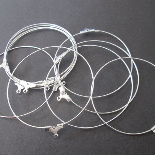 10 boucles d'oreilles créole cintre - rhodium - 40 mm