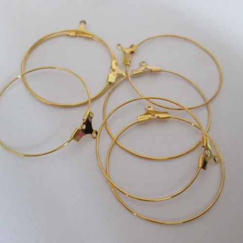 10 boucles d'oreilles créole cintre - métal or doré - 40 mm