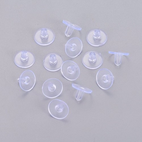 100 poussoirs silicone - stoppeurs à coussinet - 9 x 6 mm - stop pour puce ou clips