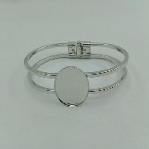 25 x 18 mm - support bracelet charnière - laiton - coloris argenté