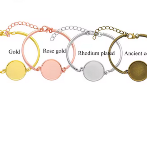20 mm - support bracelet rigide - cabochon 20 mm - laiton - 5 coloris