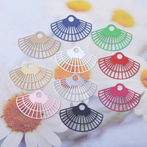 2 estampes éventail - 35 x 25 mm - 10 coloris - laiton