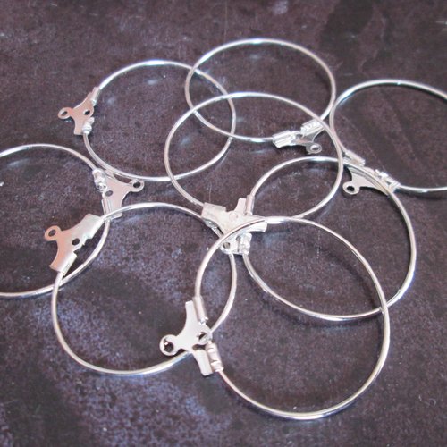 10 boucles d'oreilles créole cintre - rhodium - 30 mm