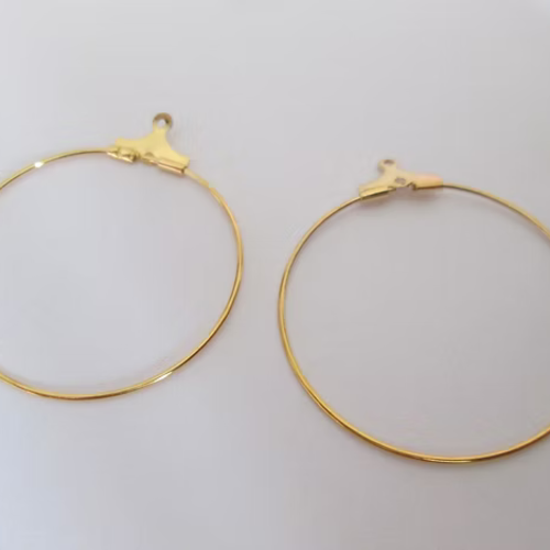 10 boucles d'oreilles créole cintre - métal or doré - 30 mm