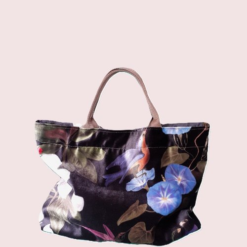 Sac à main velours oiseaux, nature