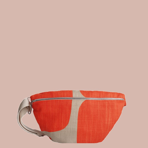 Sac bandoulière rétro lin orange style années 70