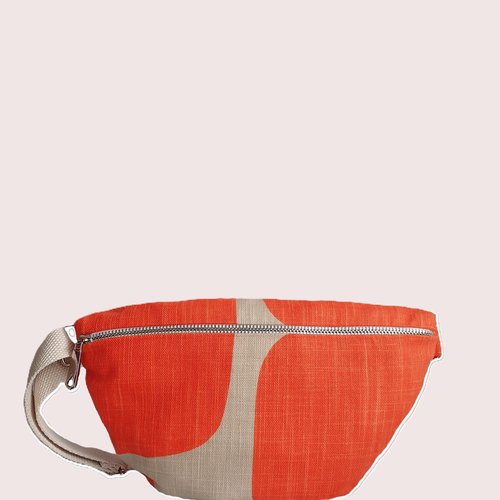Sac bandoulière rétro lin orange style années 70