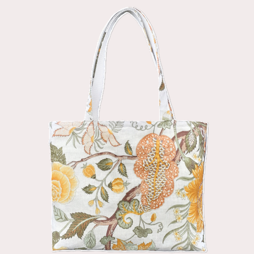 Sac en lin toile à l'indienne orange design patrimoine français