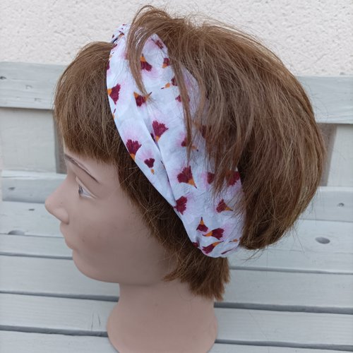 Bandeau cheveux bohème femme multicolore rose motifs bordeaux moutarde