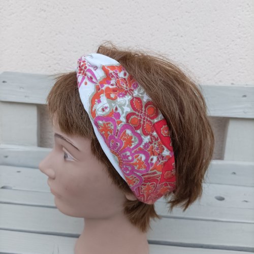 Bandeau cheveux bohème femme multicolore rose motifs fleurs bordeaux moutarde