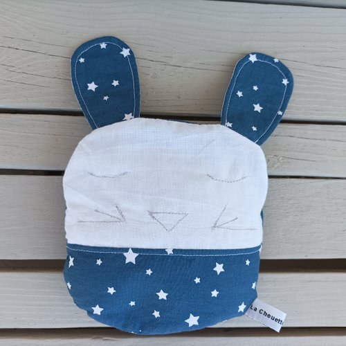 Bouillotte sèche pour bébé/enfant - lapinou étoile bleu blanc